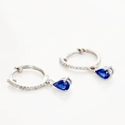 Histoire d'Or Créoles Or Blanc  Saphir Et Diamants