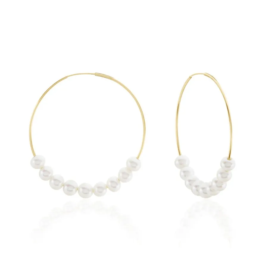 Histoire d'Or Créoles Or Jaune Alondra Perles De Culture