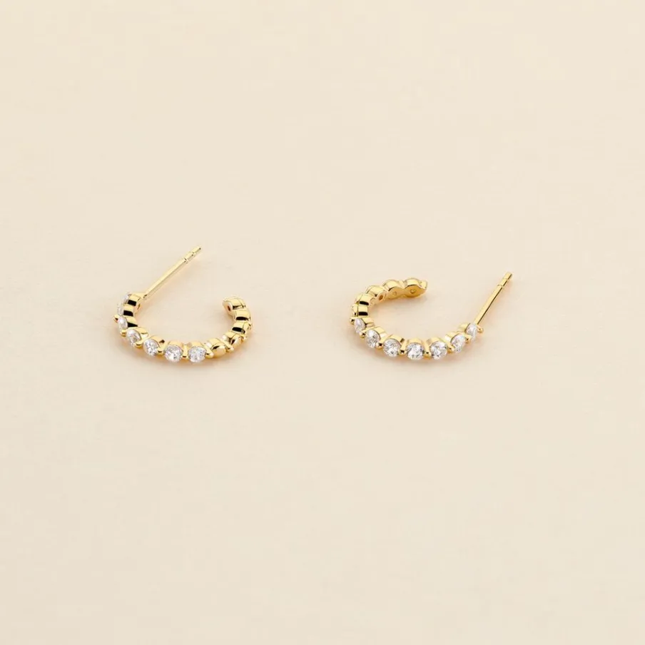 Histoire d'Or Créoles Or Jaune Chylan Oxydes De Zirconium