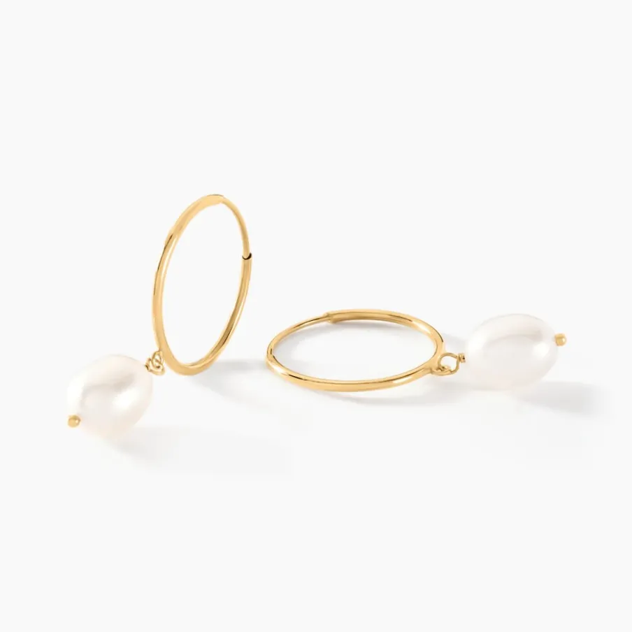 Histoire d'Or Créoles Or Jaune Perle De Culture