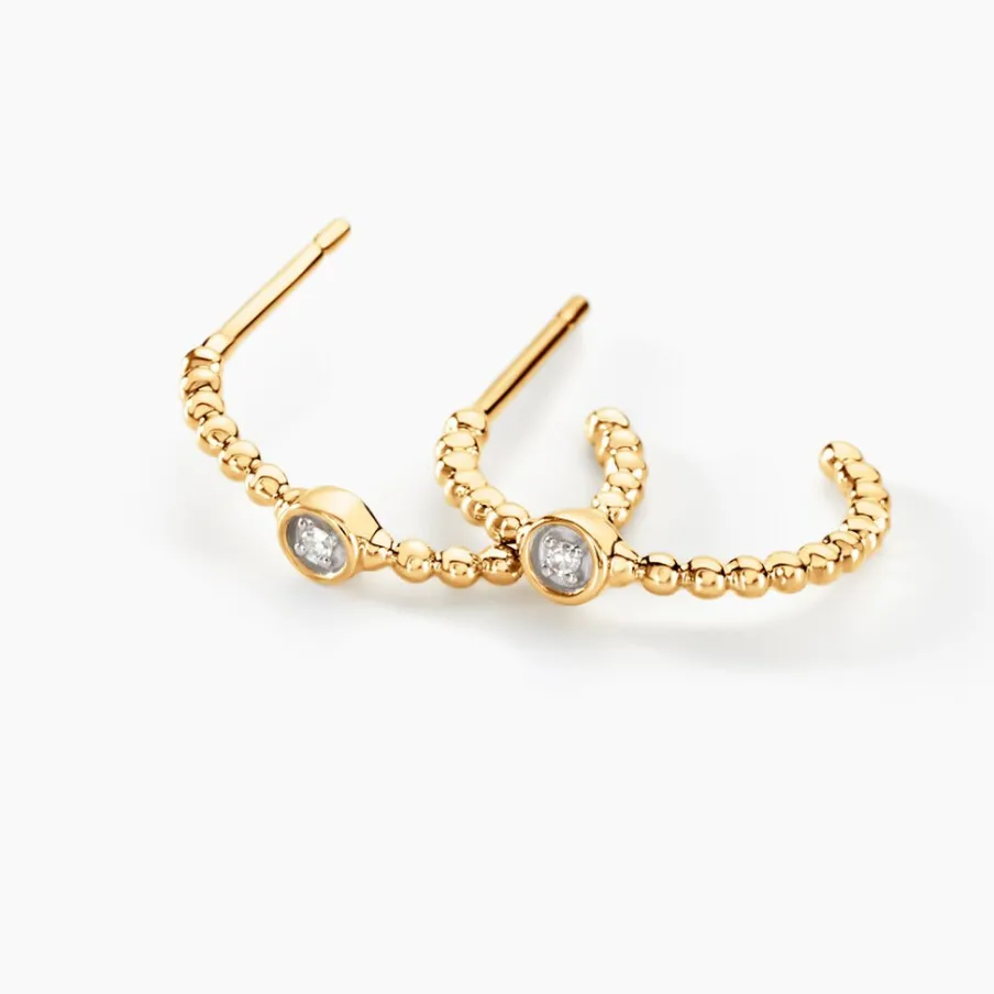 Histoire d'Or Créoles Pearly Effect Or Jaune Diamant