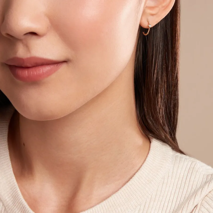 Histoire d'Or Créoles Pearly Effect Or Jaune Diamant