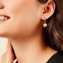 Histoire d'Or Créoles Perles Solaires Acier Jaune