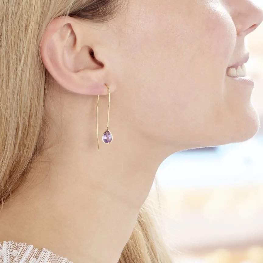 Créoles Phie Poire Or Jaune Amethyste-Histoire d'Or Discount