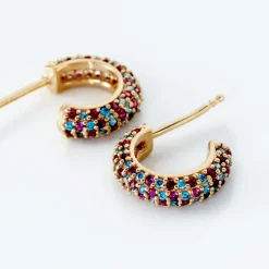 Histoire d'Or Créoles Plaqué Or Jaune Julitta Topazes Oxydes De Zirconium