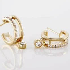 Histoire d'Or Créoles Plaqué Or Jaune Par Oxyde De Zirconium