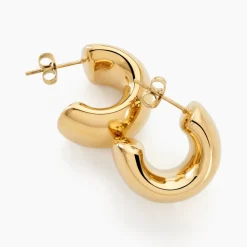 Histoire d'Or Créoles Riga Acier Jaune Sans Pierre