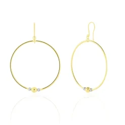 Histoire d'Or Créoles Rosa Billes Diamantees Or Jaune