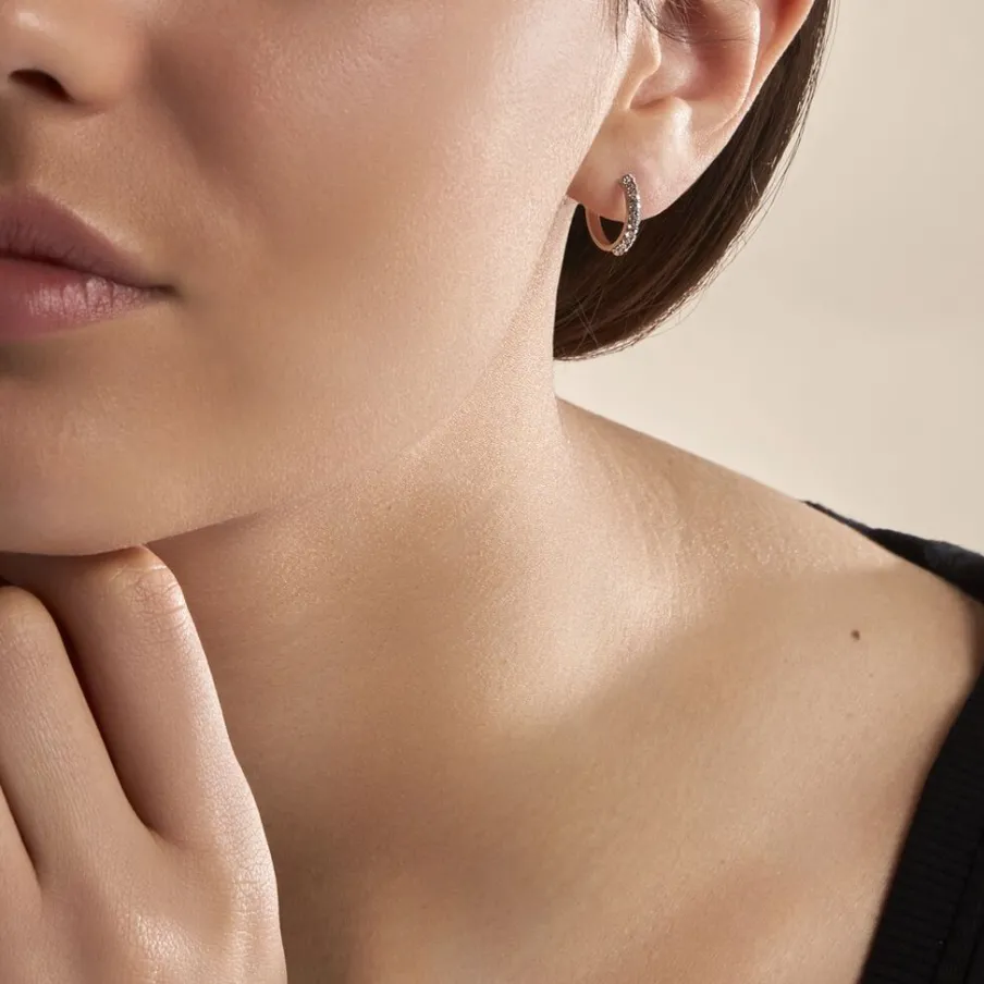 Histoire d'Or Créoles Sandrine Or Blanc Strass