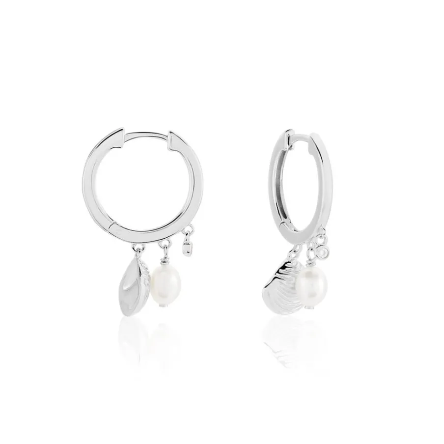 Histoire d'Or Créoles Shehla Argent Blanc Perle De Culture Oxyde De Zirconium