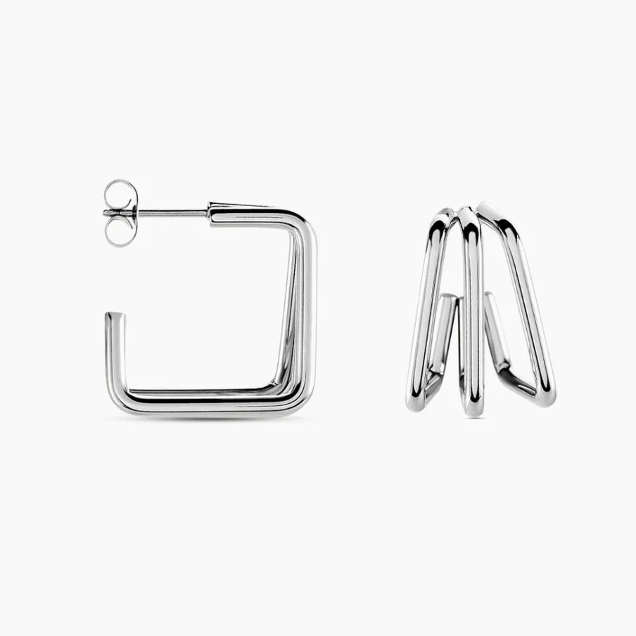 Histoire d'Or Créoles Stormie Acier Blanc