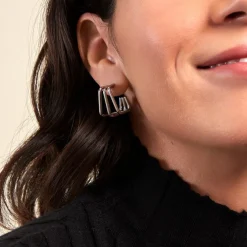 Histoire d'Or Créoles Stormie Acier Blanc