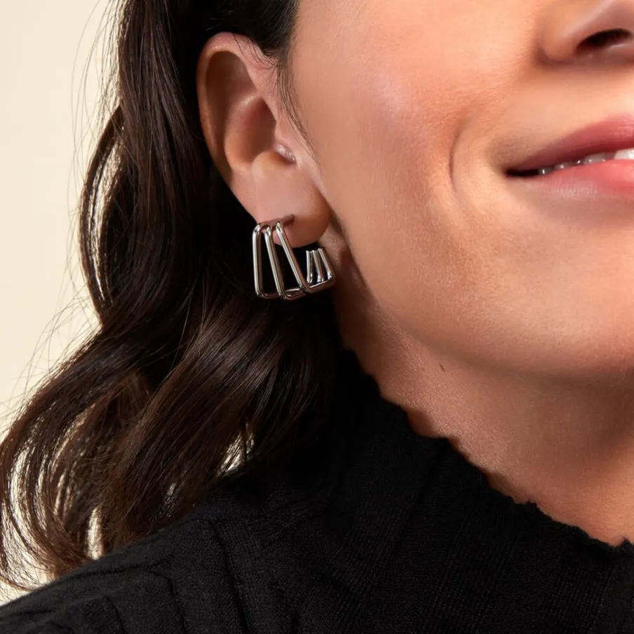 Histoire d'Or Créoles Stormie Acier Blanc