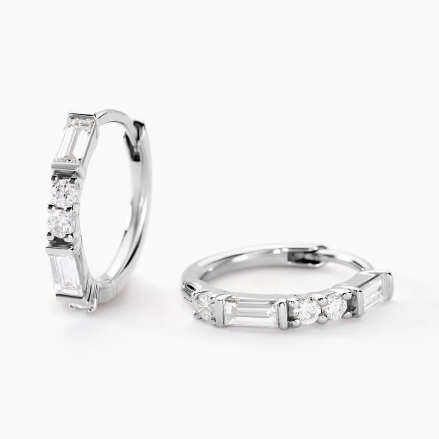 Histoire d'Or Créoles Taranis Or Blanc Diamant Synthétique