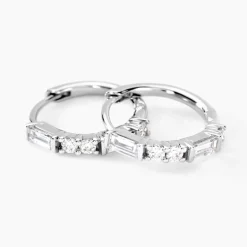 Histoire d'Or Créoles Taranis Or Blanc Diamant Synthétique