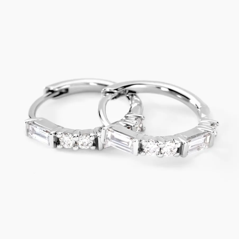 Histoire d'Or Créoles Taranis Or Blanc Diamant Synthétique