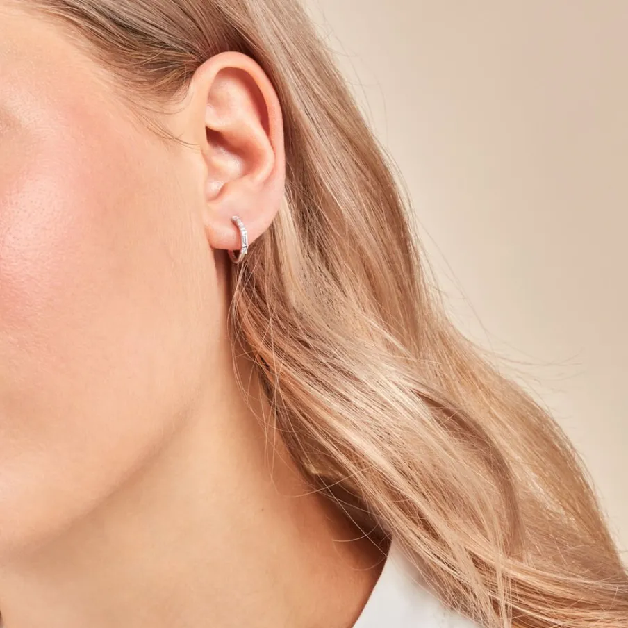 Histoire d'Or Créoles Taranis Or Blanc Diamant Synthétique