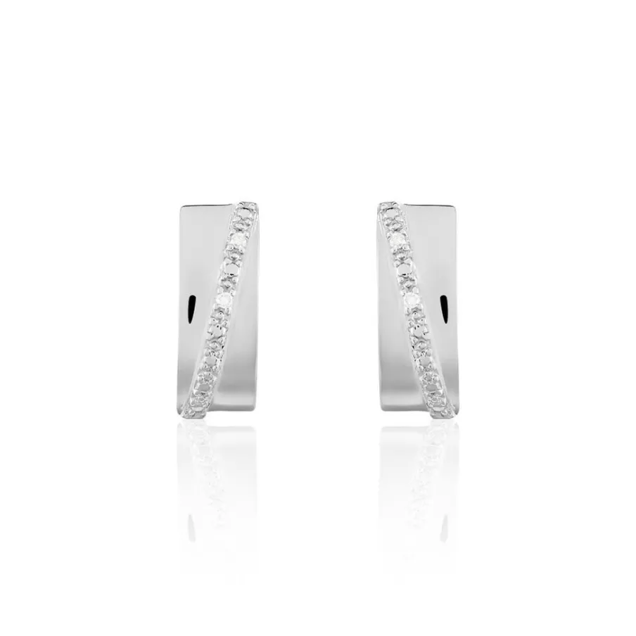 Histoire d'Or Créoles Timira Rondes Or Blanc Diamant