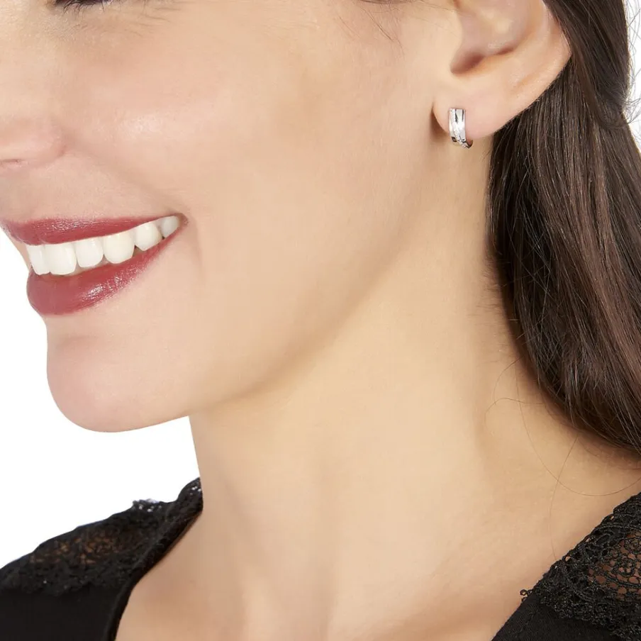 Histoire d'Or Créoles Timira Rondes Or Blanc Diamant