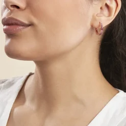 Histoire d'Or Créoles Zoelia Rondes Plaqué Or Jaune Pierres De Synthèse