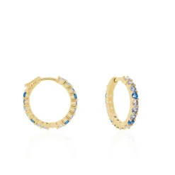 Histoire d'Or Créoles Zoelia Rondes Plaqué Or Jaune Pièrres De Synthèse