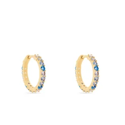 Histoire d'Or Créoles Zoelia Rondes Plaqué Or Jaune Pièrres De Synthèse