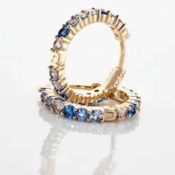 Histoire d'Or Créoles Zoelia Rondes Plaqué Or Jaune Pièrres De Synthèse