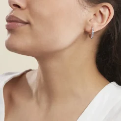 Histoire d'Or Créoles Zoelia Rondes Plaqué Or Jaune Pièrres De Synthèse