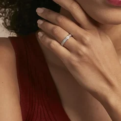 Histoire d'Or Demi Alliance Heket Argent Blanc Oxyde De Zirconium