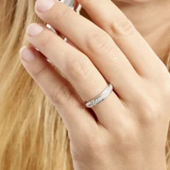 Histoire d'Or Demi Alliance Heket Argent Blanc Oxyde De Zirconium