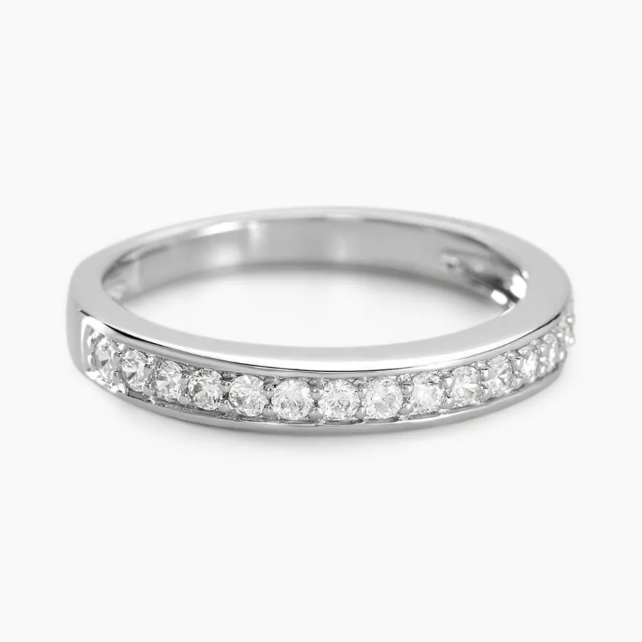 Histoire d'Or Demi Alliance Heket Argent Blanc Oxyde De Zirconium