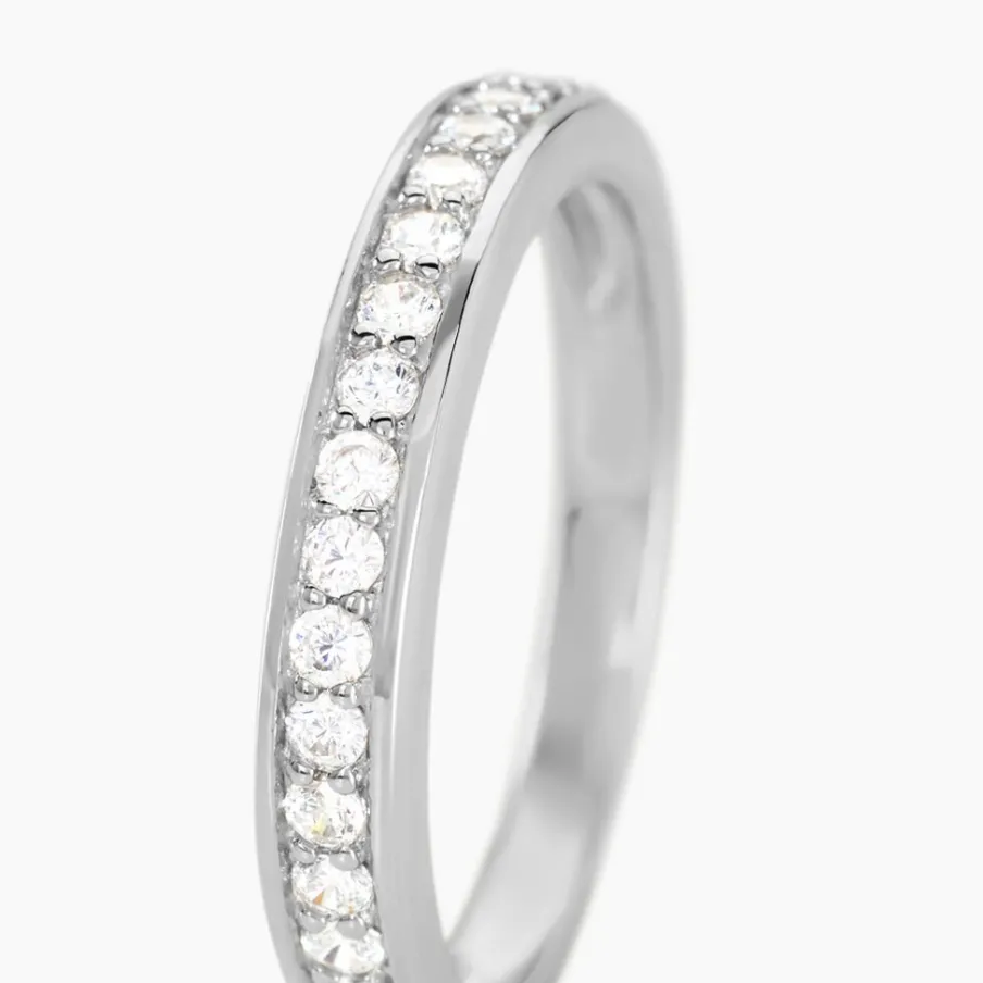 Histoire d'Or Demi Alliance Heket Argent Blanc Oxyde De Zirconium