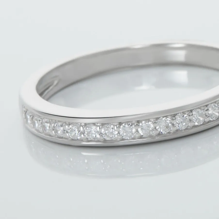 Histoire d'Or Demi Alliance Heket Argent Blanc Oxyde De Zirconium