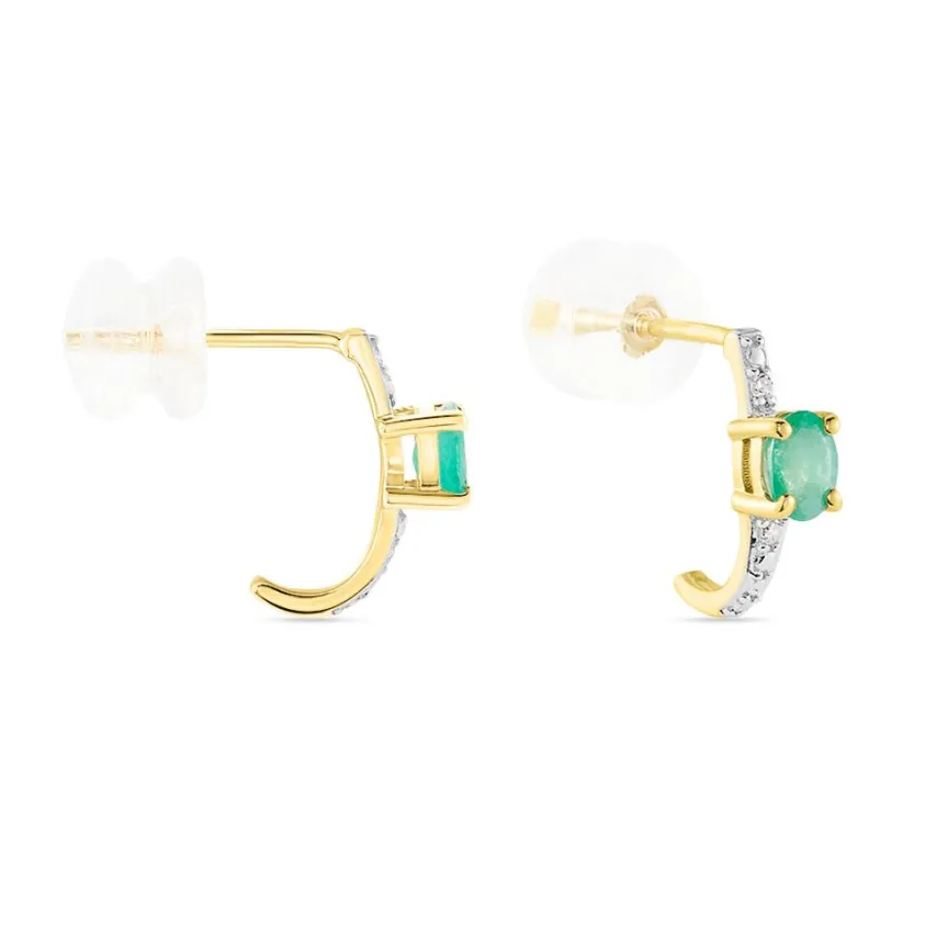 Demi Créoles Barrett Or Jaune Emeraude Diamant-Histoire d'Or Discount
