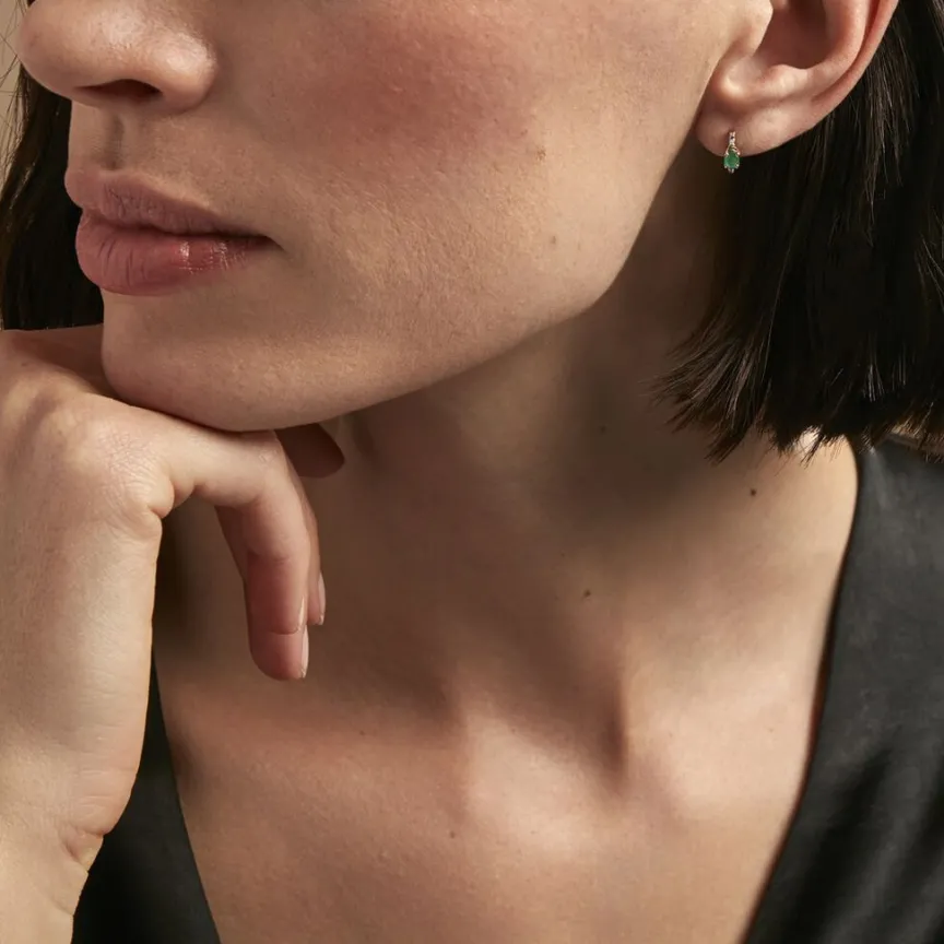 Demi Créoles Barrett Or Jaune Emeraude Diamant-Histoire d'Or Discount