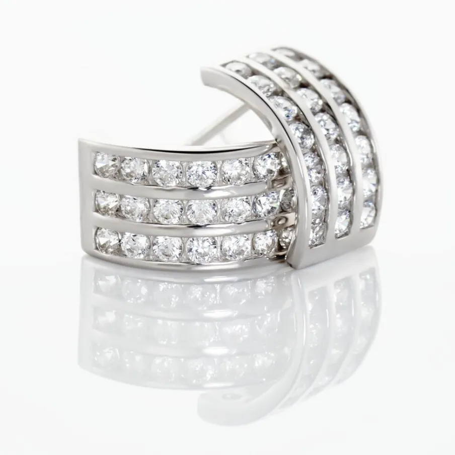 Histoire d'Or Demi Créoles Or Blanc Jacobea Oxyde De Zirconium