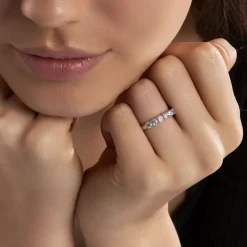 Histoire d'Or Demi-alliance Eloisa Or Blanc Diamants Synthétique