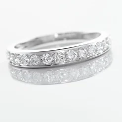 Histoire d'Or Demi-alliance Or Blanc Valentine Diamant Synthetique