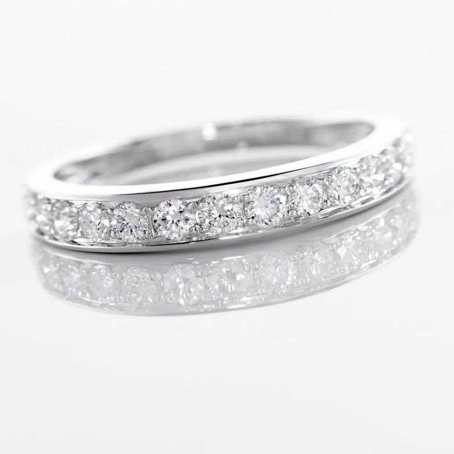 Histoire d'Or Demi-alliance Or Blanc Valentine Diamant Synthetique