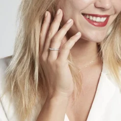 Histoire d'Or Demi-alliance Or Blanc Valentine Diamant Synthetique