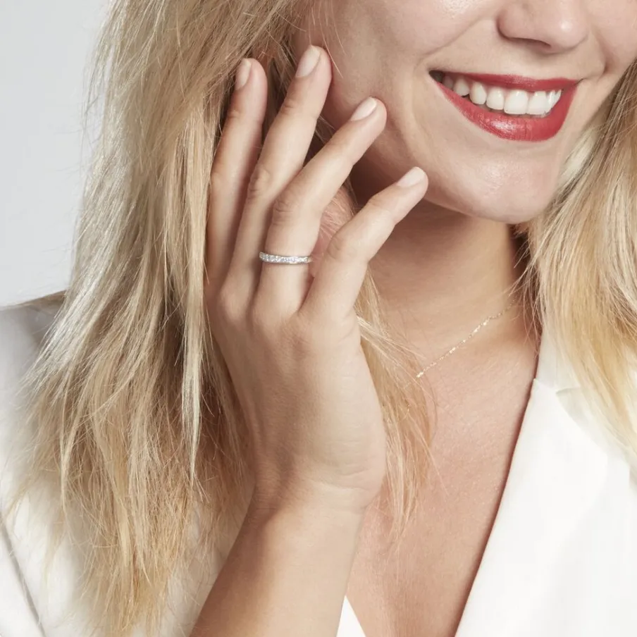 Histoire d'Or Demi-alliance Or Blanc Valentine Diamant Synthetique