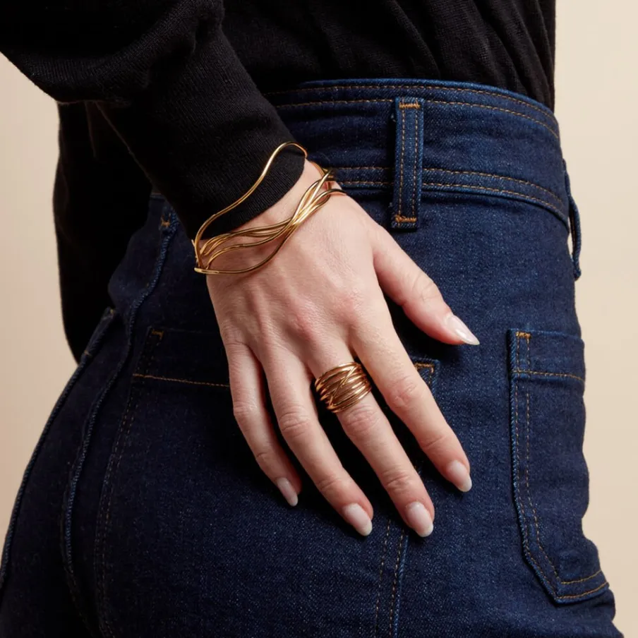 Histoire d'Or Jonc Gold Aura Acier Jaune