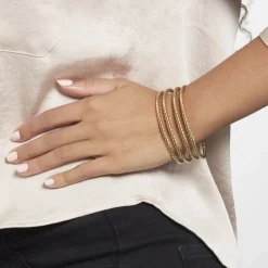 Histoire d'Or Jonc Ouvert Acier Doré Galaad