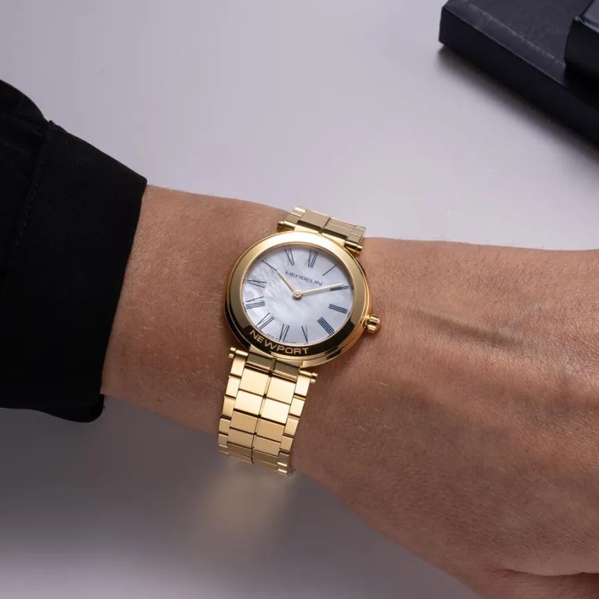 Montre Newport Slim Nacre Blanche-HERBELIN Hot
