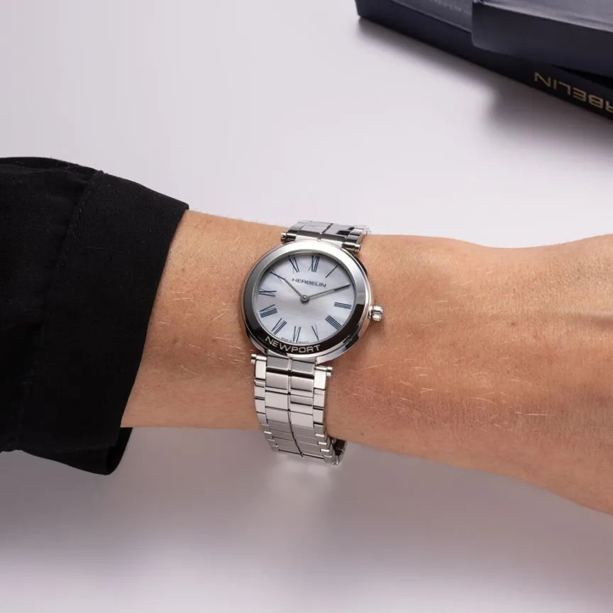Montre Newport Slim Nacre Blanche-HERBELIN Sale