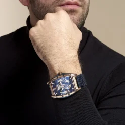 Montre Tonneau Automatique Bleu-MONTIGNAC Online