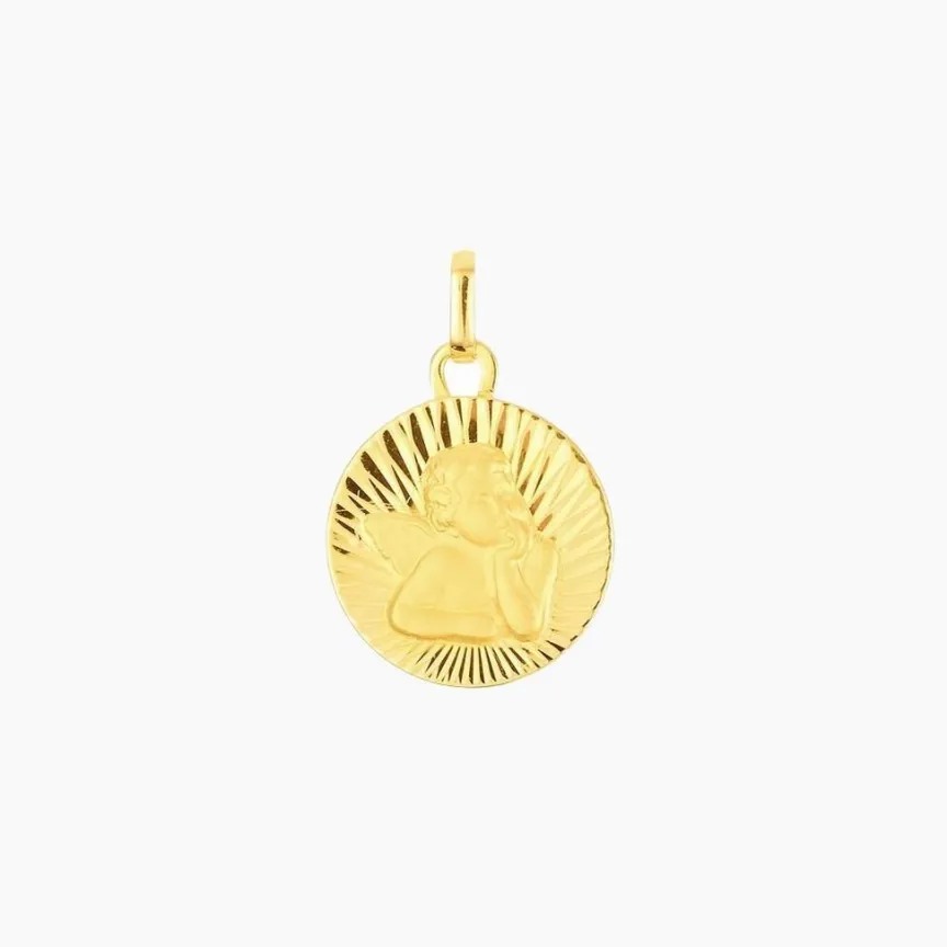 Pendentif Ange Rond Effet Diamante Or Jaune-Histoire d'Or Outlet