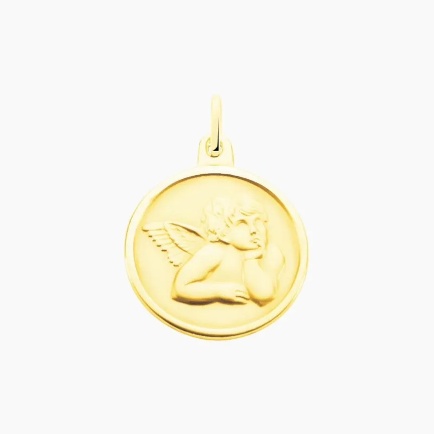 Pendentif Ange Rond Mat Or Jaune-Histoire d'Or Sale