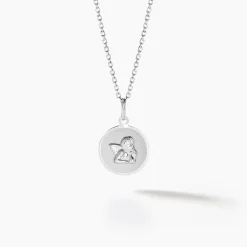 Histoire d'Or Pendentif Ange Rond Satine Or Blanc