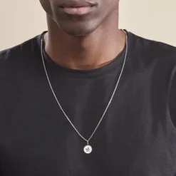 Histoire d'Or Pendentif Ange Rond Satine Or Blanc